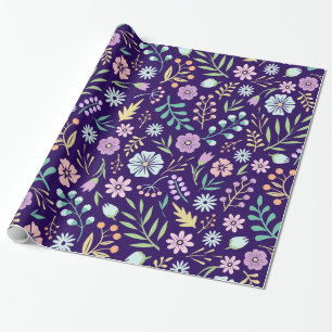 Floral Whimsical Boho Wrapping Paper, 30" x 6' Geschenkpapier
