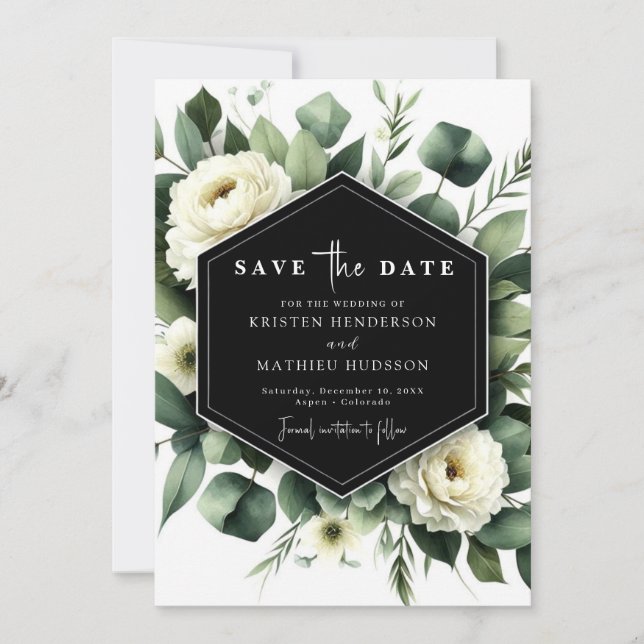 Floral Whimsical Eukalyptus Digital Wedding Save The Date (Vorderseite)