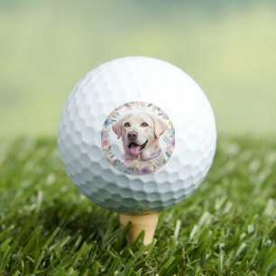 Floral Whimsical Labrador Retriever Illustration Golfball