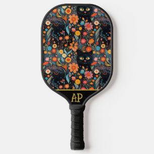 *~* Floral Whimsical Quirky Cat AP68 FOTO 1 Pickleball Schläger