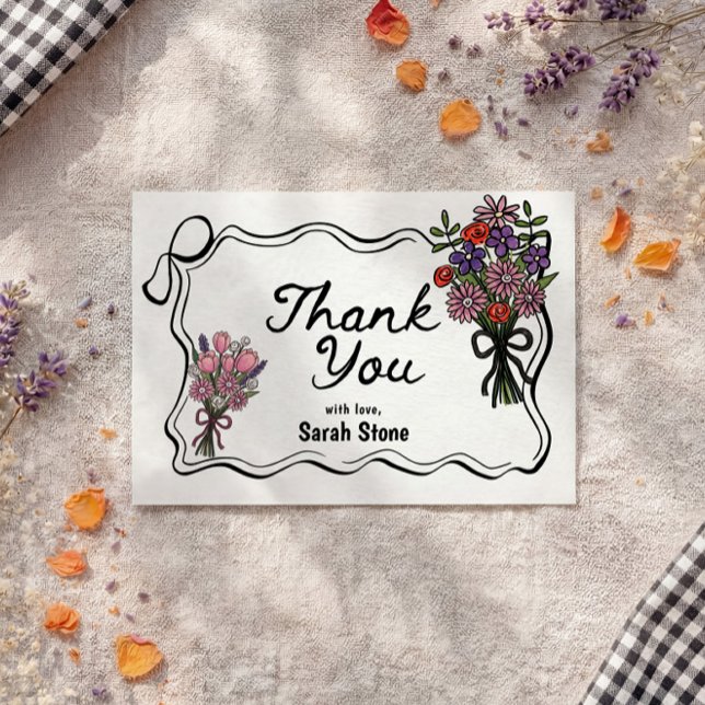 Floral Whimsical Thank You Flat Card (Von Creator hochgeladen)