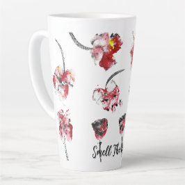 Floral Whispers -Abstract Acrylic Hibiscus & Rose Milchtasse