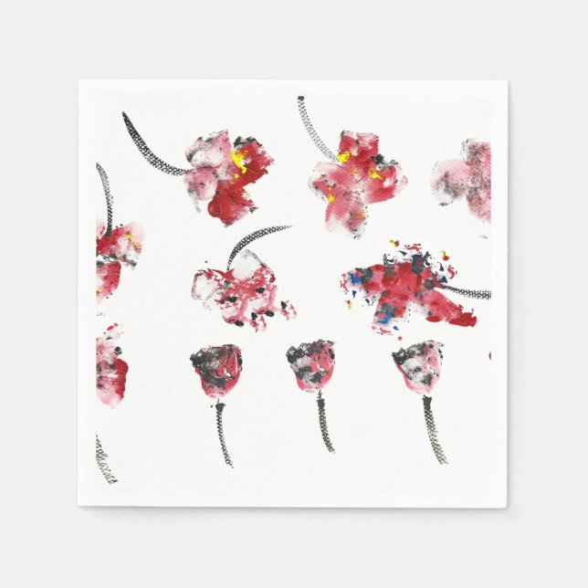 Floral Whispers - Abstrakter Acrylic Hibiskus und  Serviette (Vorderseite)