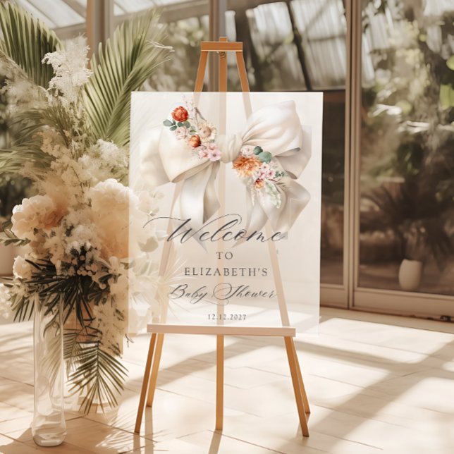 Floral White Bow Baby in Bloom Baby shower Bienven (Créateur téléchargé)