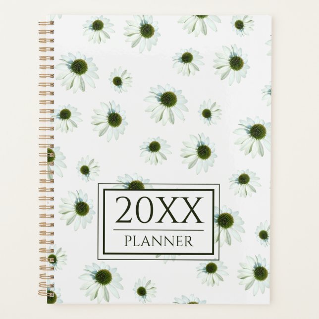 Floral White Cream Echinacea Pattern 2026 Planer (Vorderseite)