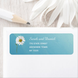 Floral White Daisies über Aquamarin Blue Elegant A