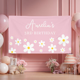Floral White Daisy Party Begrüßungsbanner Banner