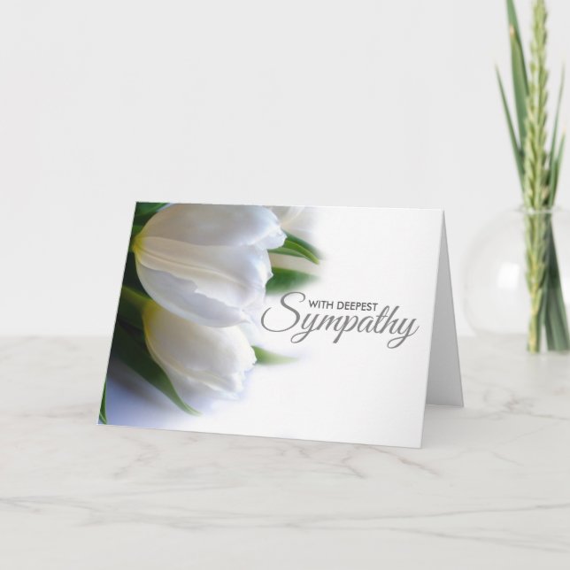 Floral White Deepest Beileid Condolence Karte (Vorderseite)