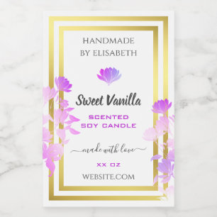 Floral White Lila Gold Packaging Labels Lebensmitteletikett