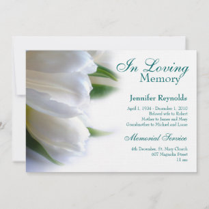 Floral White Memorial Funeral Faire-part