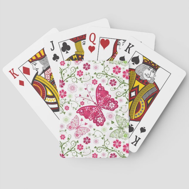 Floral White Pattern Spielkarten (Rückseite)