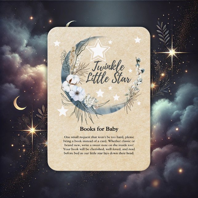 Floral White Twinkle Little Star Baby Dusche Begleitkarte (Von Creator hochgeladen)