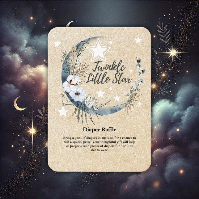 Floral White Twinkle Little Star Baby Dusche Begleitkarte (Von Creator hochgeladen)