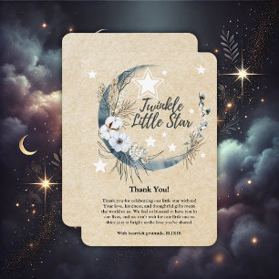 Floral White Twinkle Little Star Baby Dusche Dankeskarte