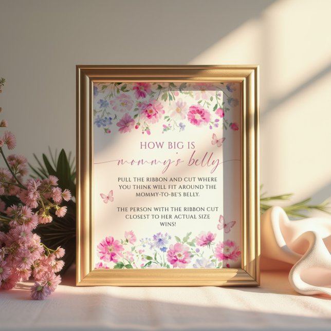 Floral Wie groß ist Mommys Baby Shower Game Poster (Von Creator hochgeladen)