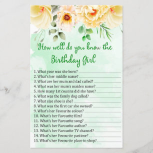 Floral Wie gut kennen Sie das Geburtstagsmädchen?