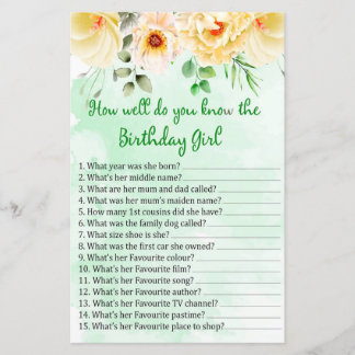 Floral Wie gut kennen Sie das Geburtstagsmädchen?