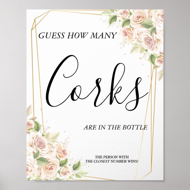 Floral Wie viele Corks Brautparty Poster (Vorne)