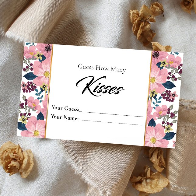 Floral Wie viele Kisses Bridal Umschließungskarte Begleitkarte (Von Creator hochgeladen)