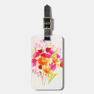 Floral Wiese Peach Pink Aquarell Gepäckanhänger