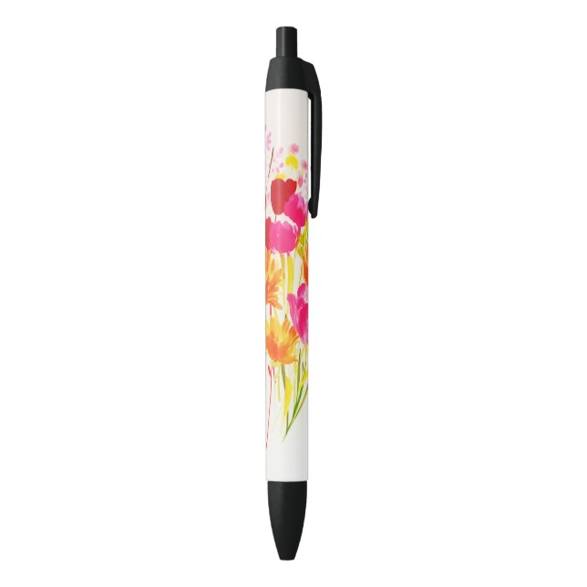 Floral Wiese Peach Pink Aquarell Kugelschreiber (Unterseite (Vertikal))