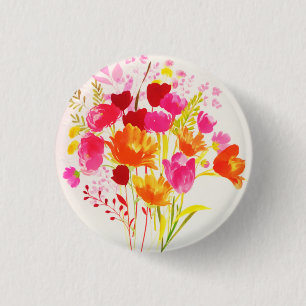 Floral Wiese Pfirsichpfirsich Rosa Farbe Button