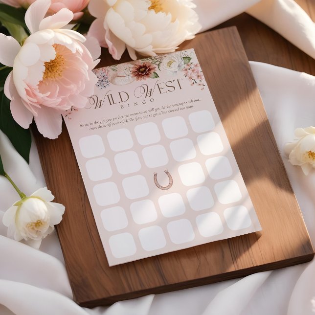 Floral Wild West Bingo Baby shower Carte de jeu (Floral Wild West Bingo Baby Shower Game Card)