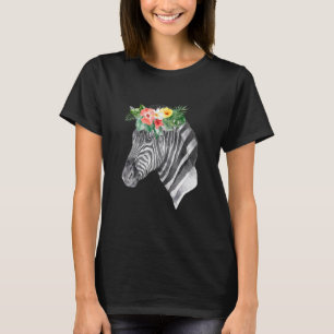 Floral Wild Zebra Head Animal Spirit Costume Wildl T-Shirt