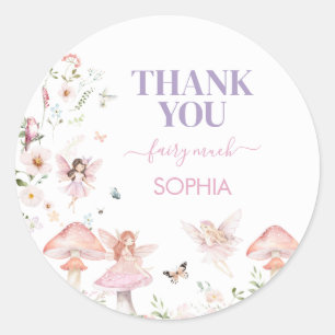 Floral Wildblume Fairy First Birthday Party Runder Aufkleber