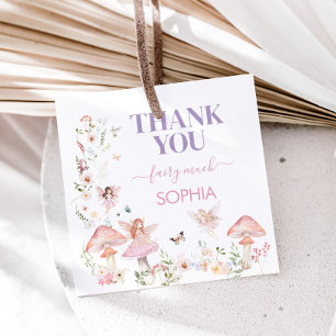 Floral Wildblume Fairy First Birthday Square Geschenkanhänger