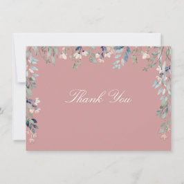 Floral Wildblumen Dusty Rose Pink Script Dankeskarte