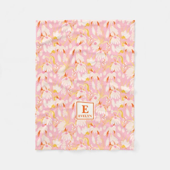 Floral Wildflower Monogrammed Blanket Fleecedecke (Vorderseite)