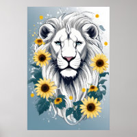 Floral Wildlife African Safari White Lion