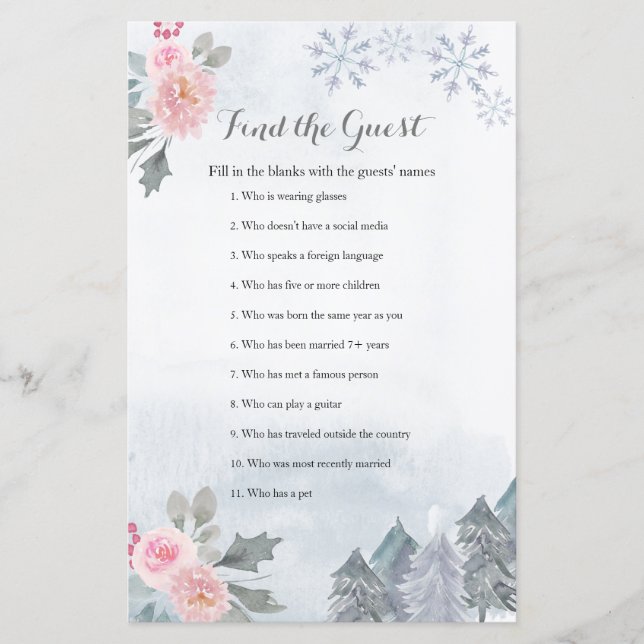 Floral Winter Snowflakes Finden Sie das Gast-Spiel (Vorderseite)