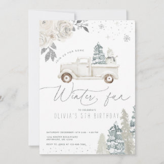 Floral Winter Snowman Geburtstagsparty Einladung