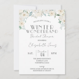 Floral Winter Wonderland Brautparty Einladung