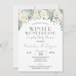 Floral Winter Wonderland, Paare Babydusche Einladung