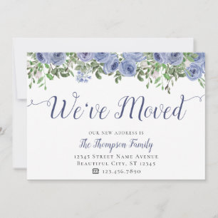 Floral Wir haben neue Adresse verschoben Dusty Blu Ankündigung