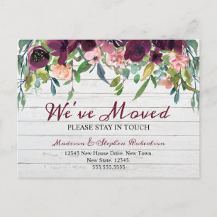 Floral Wir haben uns bewegt   Neue Adressankündigu Postkarte