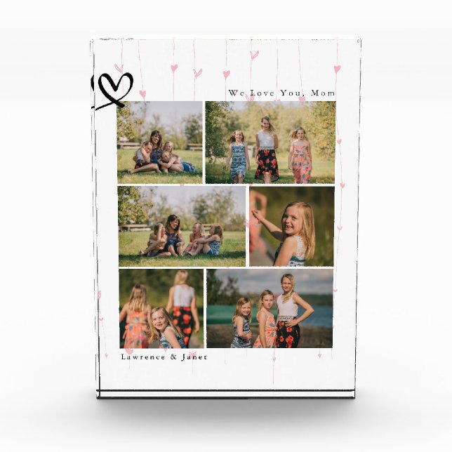 Floral Wir Liebe Sie Abuela Mama Familienfoto Coll Fotoblock (Vorderseite)