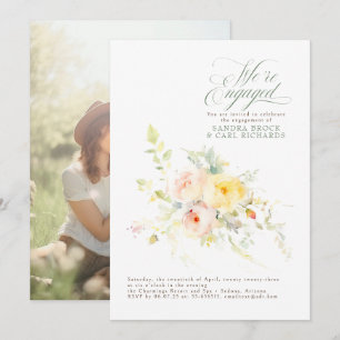 Floral Wir sind Verlobtes Engagement Party Foto Einladung