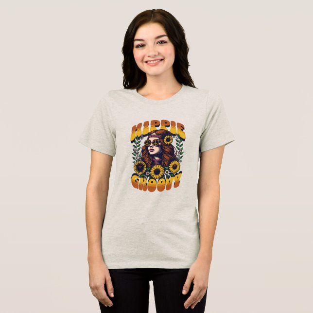 floral woman print with the phrase prominently Tri-Blend shirt (Vorderseite voll)