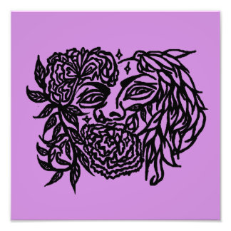 Floral Woman With A Majestic Bird Design Fotodruck