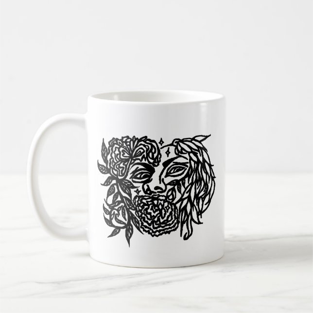 Floral Woman With A Majestic Bird Design Kaffeetasse (Links)
