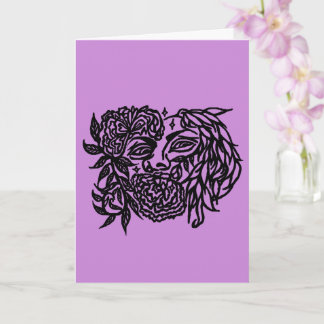 Floral Woman With A Majestic Bird Design Karte