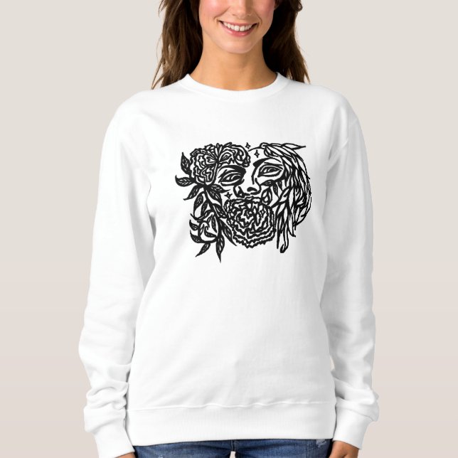 Floral Woman With A Majestic Bird Design Sweatshirt (Vorderseite)