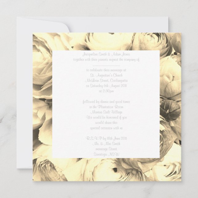FLORAL Wonder WEDD INVITATION SEpia Einladung (Vorderseite)