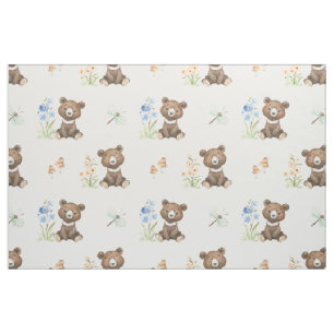 Floral Woodland Animals Baby Bear Girl Kinderzimme Stoff