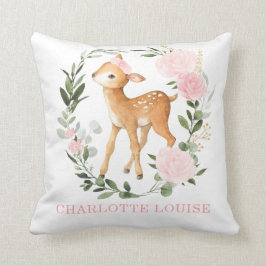 Floral Woodland Deer Greenery Baby Girl Kinderzimm Kissen