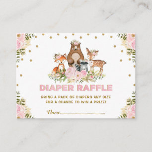Floral Woodland Diaper Raffle Girl Babydusche Begleitkarte